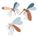 Mosquito. Vector illustration cartoon flat icon isolated on white. can be used for: Print, banner, label, poster, sticker, logo Royalty Free Stock Photo