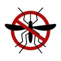 Mosquito warning prohibited sign. Stop and control mosquito. Anti mosquitoes, insect control vector symbol. Vector
