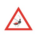 Mosquito warnings. Warning triangle with Gnat. Vector Illustration