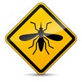 Mosquito yellow sign on white background Royalty Free Stock Photo