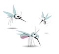 Mosquitoes CHARACTER. Insect parasites. Vector illustration isolated on white background. Summer time