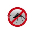 The mosquitoes stop sign - vector image of funny of a mosquito in a red crossed out circle Royalty Free Stock Photo