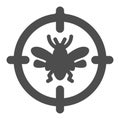 Mosquitoes target solid icon, pest control concept, midge in target sign on white background, destroy flying insects