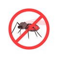 Mosquitoes Warning Prohibited Stop Sign, Caution of Mosquito Vector Illustration Royalty Free Stock Photo