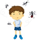 Mosquitos biting little boy Royalty Free Stock Photo