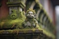 moss-covered gargoyle on an ancient buildings corner Royalty Free Stock Photo