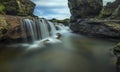 Moss Covered rocks at Dhianthlen Waterfall near Cherrapunjee,Meghalaya,India Royalty Free Stock Photo