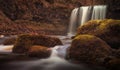 Moss covered rocks at Sgwd yr Eira waterfall