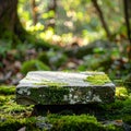 Moss Covered Stone in Forest Setting Royalty Free Stock Photo