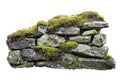 Moss-Covered Stone Wall. Natural Texture And Rustic Aesthetic Isolated On Transparent Background Royalty Free Stock Photo