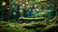 Moss-Covered Swing in the Enchanted Forest digital backdrop for baby. Royalty Free Stock Photo