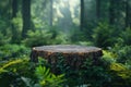 Moss-covered tree stump in a serene forest Royalty Free Stock Photo