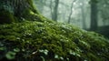 A moss covered tree trunk in a serene forest setting. Ideal for nature and environmental themes Royalty Free Stock Photo