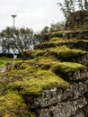 Moss covered wall ruins, old ruined wall in Iceland Royalty Free Stock Photo