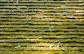 Moss Covered Weathered Wooden Shingle Roof - Horizontal Background Royalty Free Stock Photo