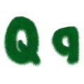 Moss green letter Q
