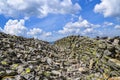 Moss-grown gray stones in Gorgany region of Carpathian mountains Royalty Free Stock Photo