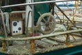 Moss Grows on the Steering Wheel of an Old Boat Royalty Free Stock Photo