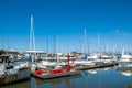 MOSS LANDING, CALIFORNIA - SEPTEMBER 9, 2015 - Boats docked in the Moss Landing Harbor Royalty Free Stock Photo