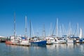 MOSS LANDING, MOSS LANDING, CALIFORNIA - SEPTEMBER 9, 2015 - Boats do- SEPTEMBER 9, 2015 - Boats docked in the Moss Landing Harbor Royalty Free Stock Photo