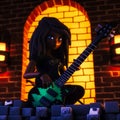 Moss minecraft A black cat as a fender guirar play. Generative AI