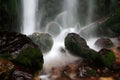 Moss on rocks and waterfall Royalty Free Stock Photo