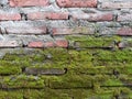 mossy brick wall pattern full frame background Royalty Free Stock Photo