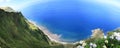 Mossy Cliff on Corvo Island and the Atlantic Ocean Royalty Free Stock Photo