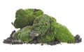 Mossy hill - green moss and pile dirt isolated on white background Royalty Free Stock Photo