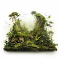 Mysterious Rainforest Landscape Illustration On White Background Royalty Free Stock Photo