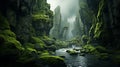 Mossy Karst: A Beautiful Cave In Misty Gothic Style