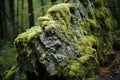 Mossy Overgrown lichen rock. Generate Ai Royalty Free Stock Photo