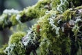 Mossy Overgrown lichen stone. Generate Ai Royalty Free Stock Photo