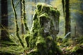 Mossy Overgrown lichen stone plant. Generate Ai Royalty Free Stock Photo