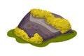 Mossy Stone or Boulder as Forest Element Vector Illustration