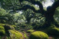 Mossy trees in the rainforest of Galicia, Spain
