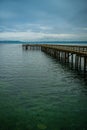 Mossy Wooden Pier and Water on Vashon Island Royalty Free Stock Photo