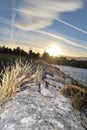 Most amazing sunset roundwood ireland over the bridge at the lakes Royalty Free Stock Photo