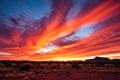 the most amazing sunset sky over a desert you can imagi with vibrant colors - background stock concepts