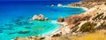 Most beautiful beaches of Cyprus - Petra tou Romiou, famous as a birthplace of Aphrodite Royalty Free Stock Photo
