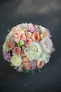 The most beautiful bouquet of flowers from anemone rose Ranunculus mattiola Tulip eucalyptus Narcissus for a wedding