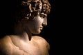 The most beautiful boy in the Roman empire, marble statue. Antinous, a Bithynian Greek youth and lover of Roman Emperor Hadrian, Royalty Free Stock Photo