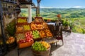 the most beautiful fruit vegetable shop with a nice view in Croatia Motovun Royalty Free Stock Photo