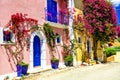 Most beautiful greek villages - colorful Assos in Cefalonia. Ionian islands of Greece Royalty Free Stock Photo