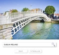 The most famous bridge in Dublin called Half penny bridge - Concept image with Dublin Ireland text written on a browser search bar Royalty Free Stock Photo