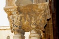 Cloister of the Benedictine monastery in the Cathedral of Monreale in Sicily. General view and details of the columns and capitals Royalty Free Stock Photo