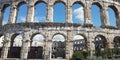 Arched wall to see Gladiators in the Croatian Colosseum of Pula