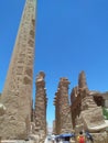 The most famous obelisk in the Karnak, temple complex, Luxor, Egypt, ancient ruins, stones,visiting tourists Royalty Free Stock Photo