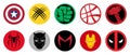 Most famous superheroes Marvel logos