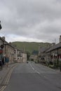 Most iconic street in Castleton, Derbyshire on a cloudy day